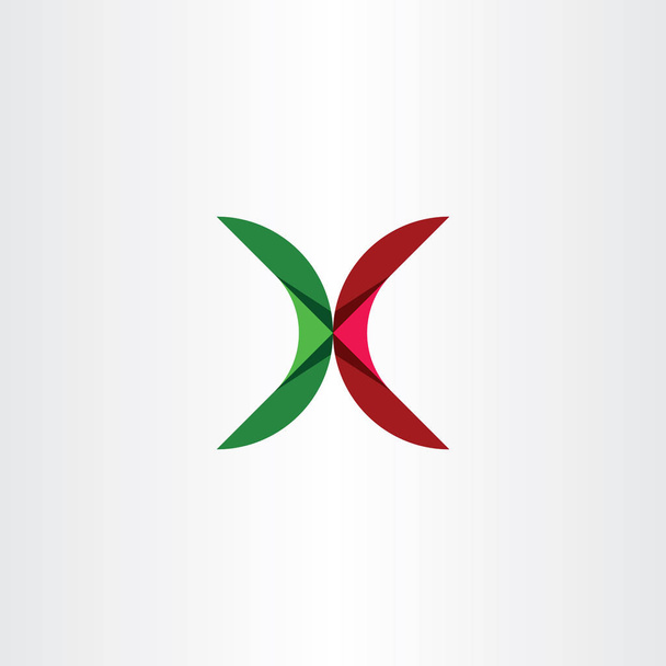 dopis ikona x zelený červený znak loga - Vektor, obrázek
