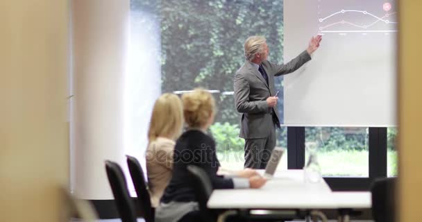 Senior business executive giving a presentation in a meeting - Metraje, vídeo