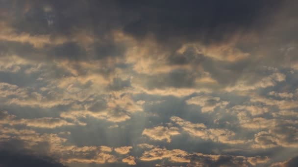 Geweldige Cloudscape met grijze en witte wolken boven een Forest Lake in Slow Motion - Video