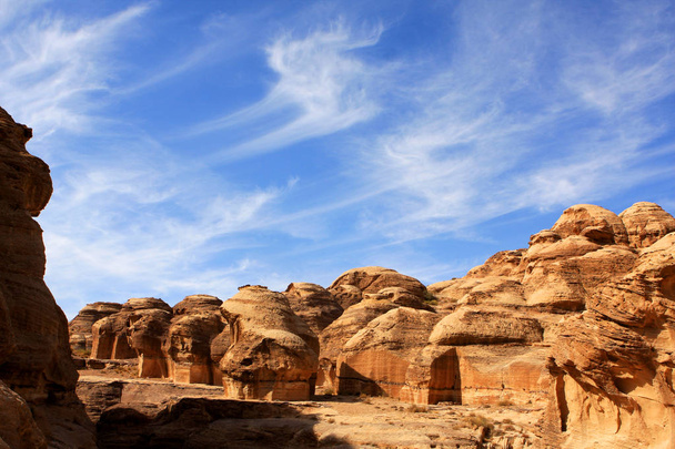 Rock formations in the nabatean city of Petra in Jordan - Photo, Image
