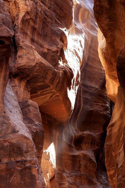 The walls of the Siq, narrow passage that leads to Petra, Jordan - Photo, Image