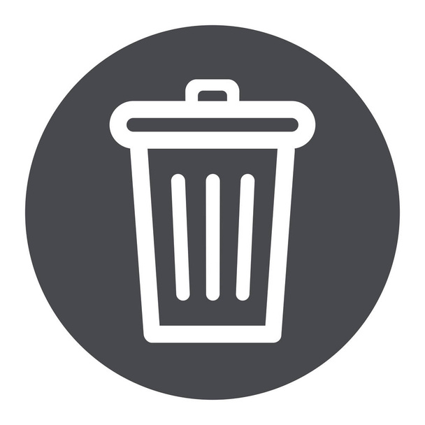 trash can circle grey icon - Vector, Image