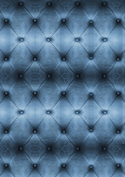 Old blue Vintage leather close-up and detail Sofa background - Photo, Image