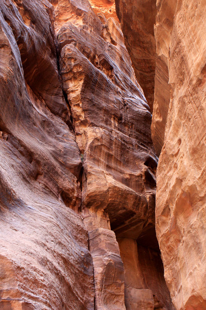 The walls of the Siq, narrow passage that leads to Petra, Jordan - Photo, Image
