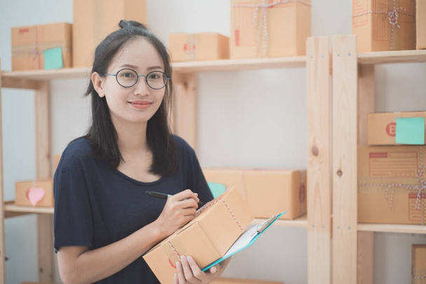 Young Asian Woman Working at home, Young business start up onlin - Photo, Image