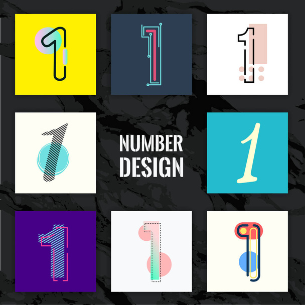 Set of number one, number design - Vector, Image
