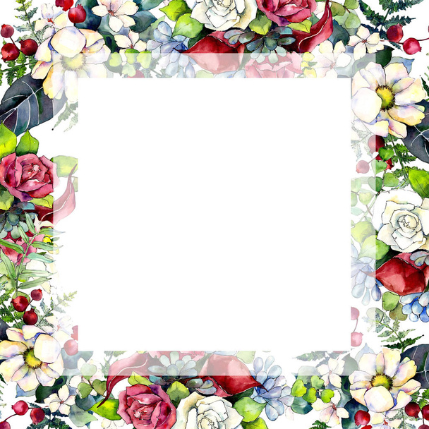 Bouquet flower frame in a watercolor style. - Foto, Imagem