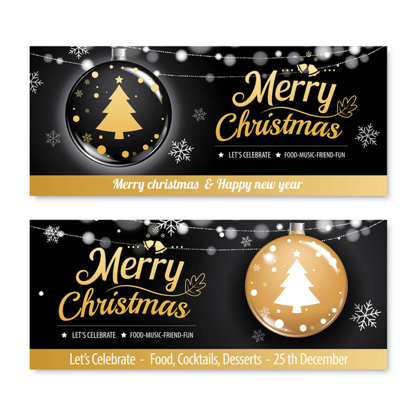 Einladung frohe Weihnachten Party Plakat Banner und Karte Design t - Vektor, Bild