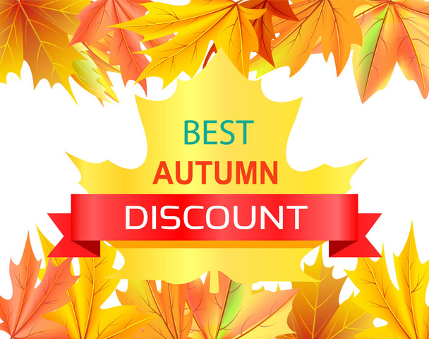 Best Autumn Discount Promo Advertisement on Maple - Vector, afbeelding