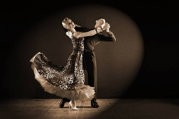 dancers in ballroom isolated on black background - Photo, Image