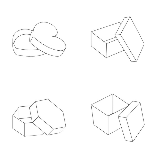 Box, container, package, and other web icon in outline style.Case, shell, framework, icons in set collection. - Vecteur, image