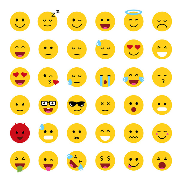 Set of cute smiley emoticons, - Vector, Image