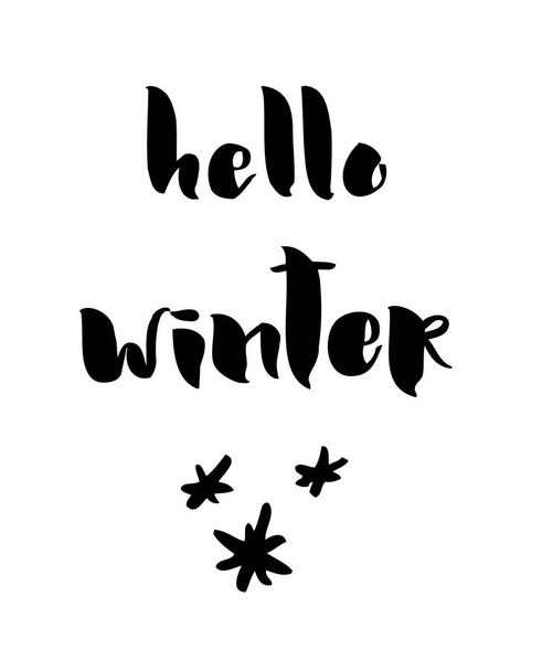 Hallo Winterkarte mit Kalligraphie. Vektorillustration - Vektor, Bild