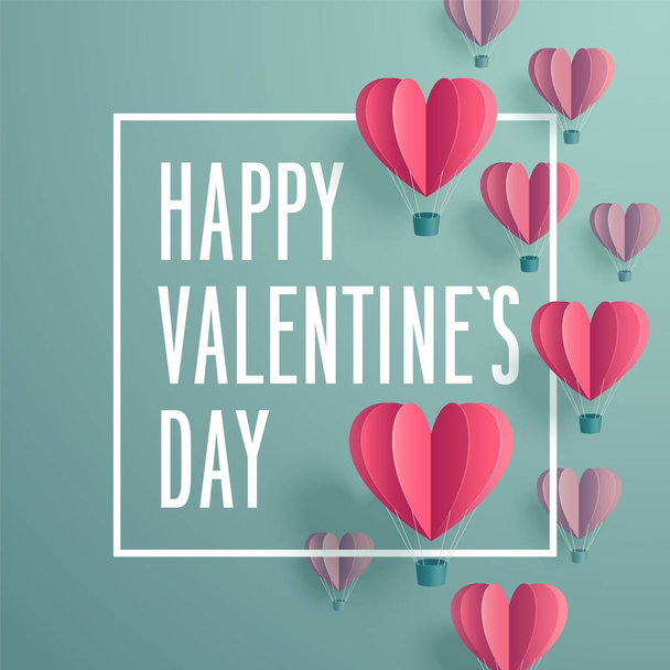 Valentine`s Day invitation card with heart shaped air baloons. - Vektori, kuva