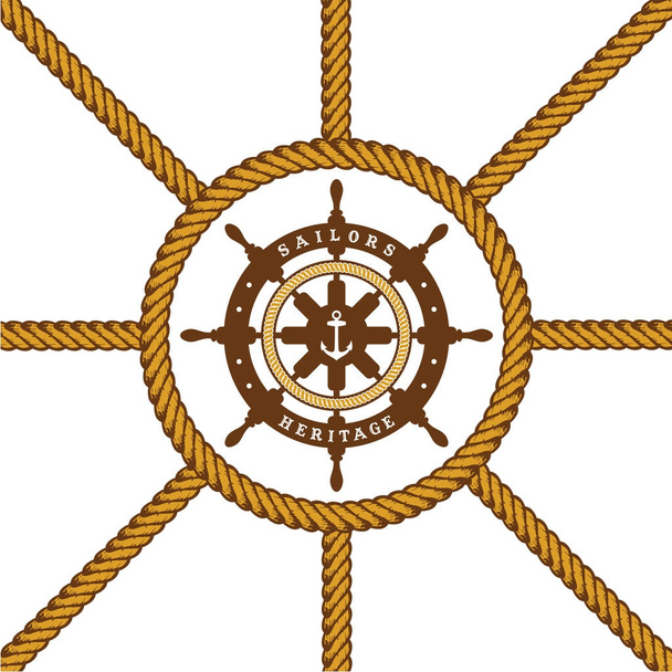 nautical symbol theme - Vector, Image