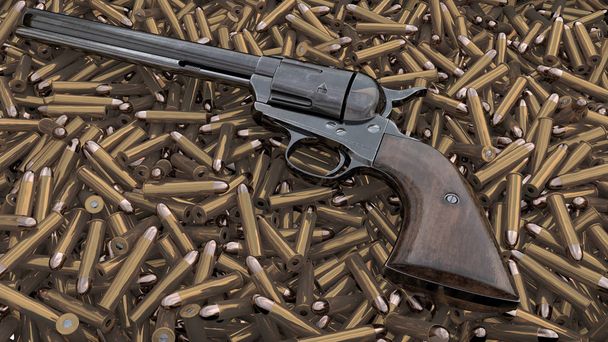 Vintage Revolver Hintergrund. 3D-Darstellung - Foto, Bild