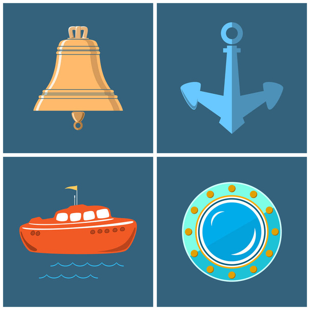 Set of Marine Icons - Vector, Image