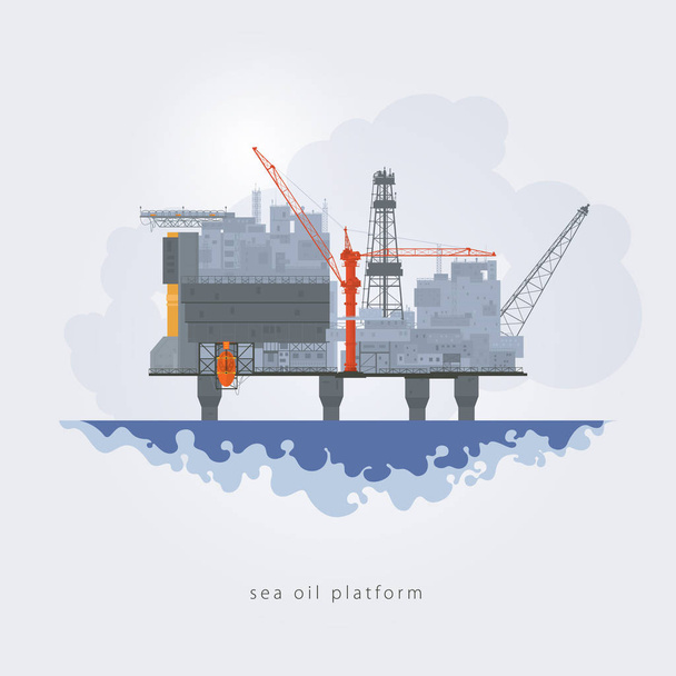 Plataforma de óleo do mar, ilustração vetorial
 - Vetor, Imagem