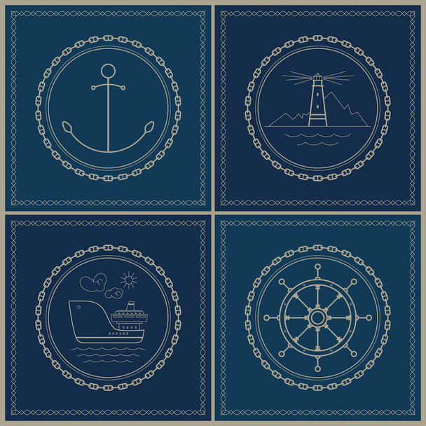 Set von Marine Emblem, Vektorillustration - Vektor, Bild