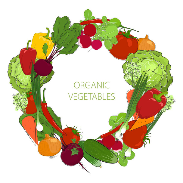 Wreath from fresh raw vegetables - Vector, Image