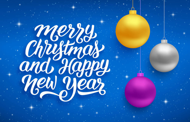 Happy New Year en Merry Christmas vector-kaart - Vector, afbeelding