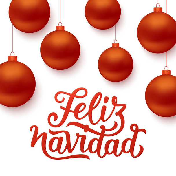 Feliz Navidad pozadí s červenými vánoční koule - Vektor, obrázek