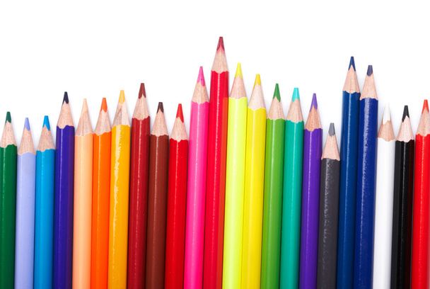 Crayons de couleur sur fond blanc - Photo, image