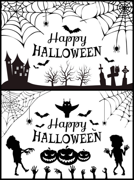 Feliz Halloween Carteles Set Vector Ilustración
 - Vector, Imagen