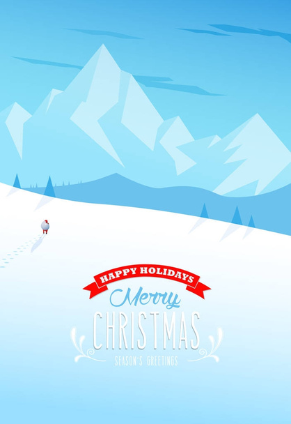 Winter mountain landscape scenery with Santa Claus and Merry Chr - Vector, Image