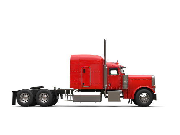 Červená 18 wheeler truck - bez přívěsu - boční pohled - Fotografie, Obrázek