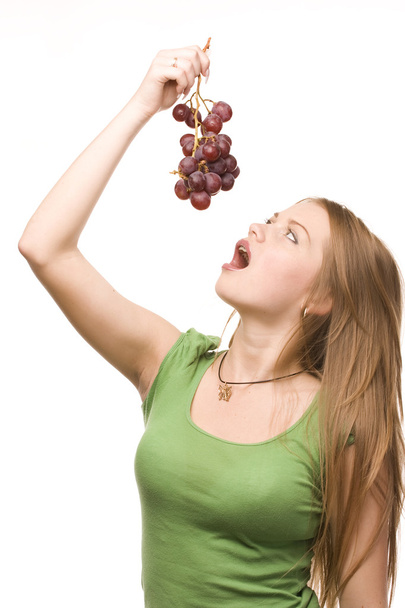 Woman and bunch of grapes - Photo, Image