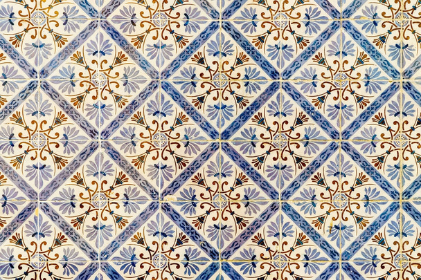 Krásná keramická stěna vzorek textury v Lisabonu, Portugalsko - Fotografie, Obrázek