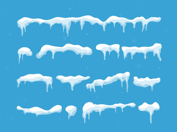 Schnee, Eiskappe. Schneefall mit Schneeflocken. Winterzeit. Isoliert auf weißem Hintergrund. - Vektor, Bild