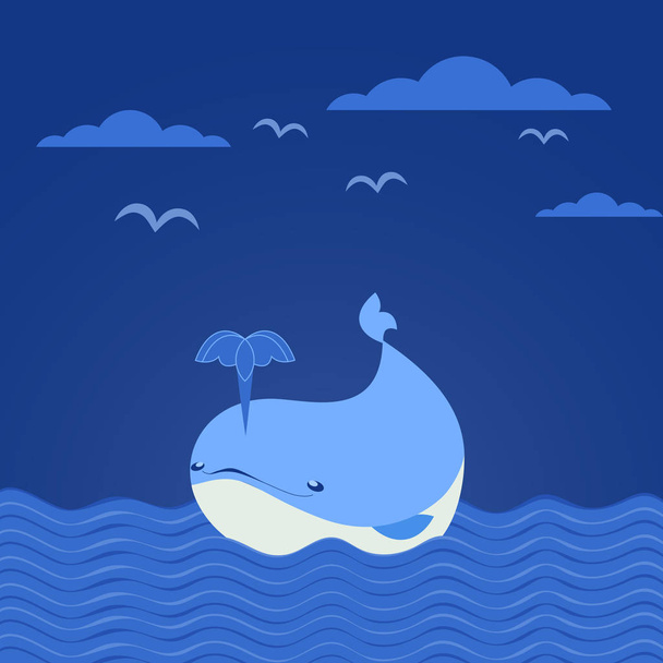 Cute cartoon whale icon - Vetor, Imagem