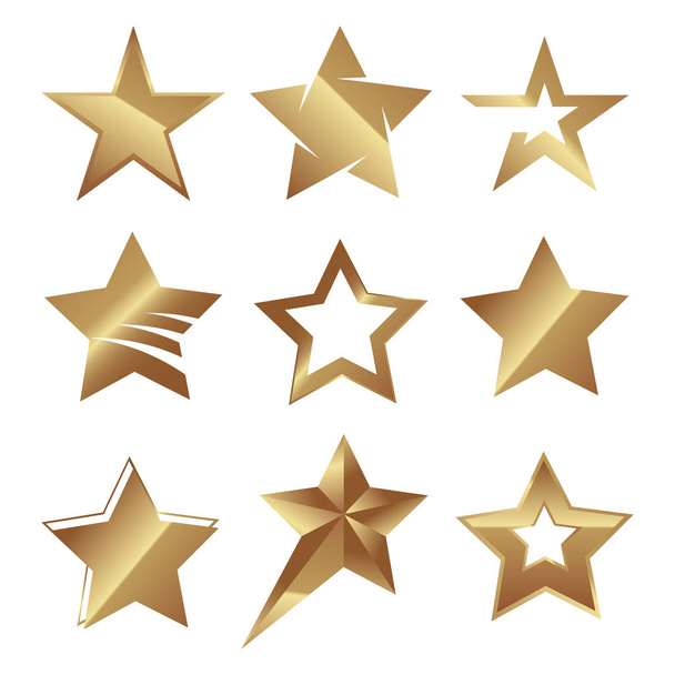 Conjunto de diferentes estrelas douradas ilustração vetorial
 - Vetor, Imagem