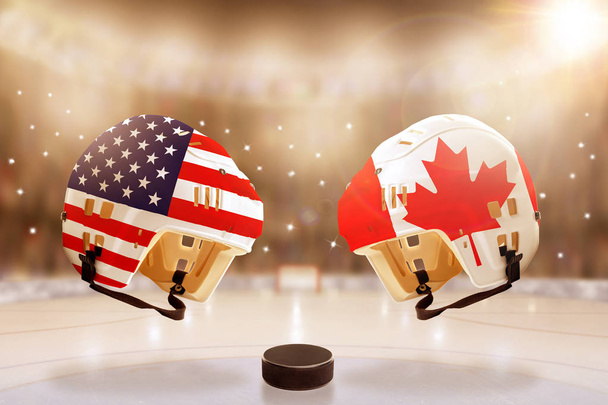 Famosa rivalidad de hockey sobre hielo entre Estados Unidos y Canadá
 - Foto, Imagen