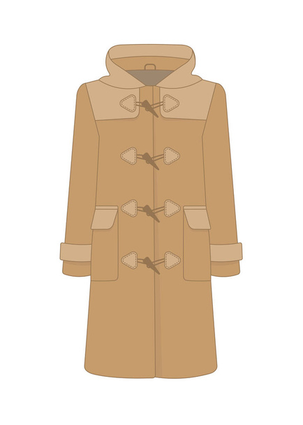 レディース ダッフル コート。カシミヤとウール。女性のワードローブのトレンディなモデル。ベクトル図 - ベクター画像