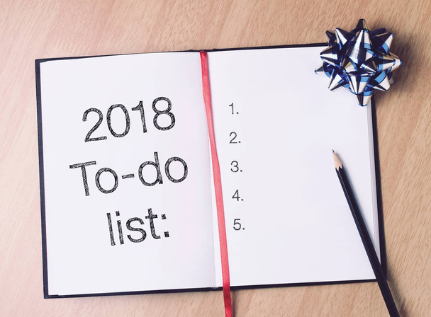 To do list 2018 with gold decoration. - Photo, Image