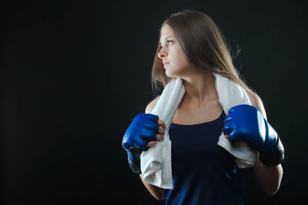 Girl in boxing gloves  - 写真・画像