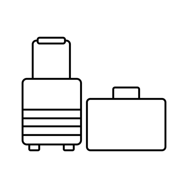 モダンでシンプルなベクター平らなイラスト アイコン 2 つスーツケース。アプリケーション、web サイト、インターフェイス、孤立した白地にインフォ グラフィックの細い線を - ベクター画像