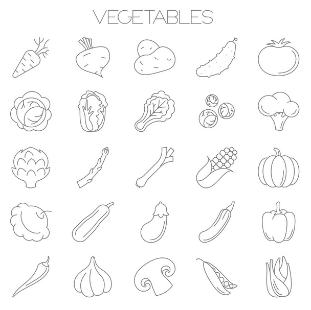  Vegetales vector icono conjunto
 - Vector, Imagen