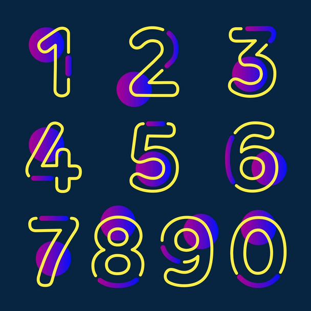 sarja kymmenen numeroa muodostavat nollasta yhdeksään, numero litteä muotoilu
 - Vektori, kuva