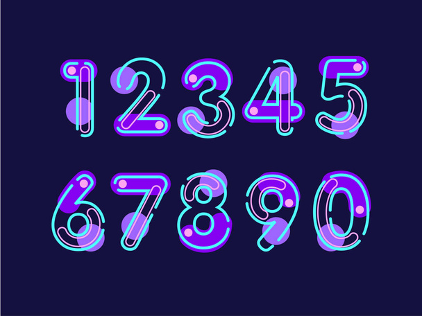 set van tien cijfers formulier nul negen, nummer plat ontwerp - Vector, afbeelding