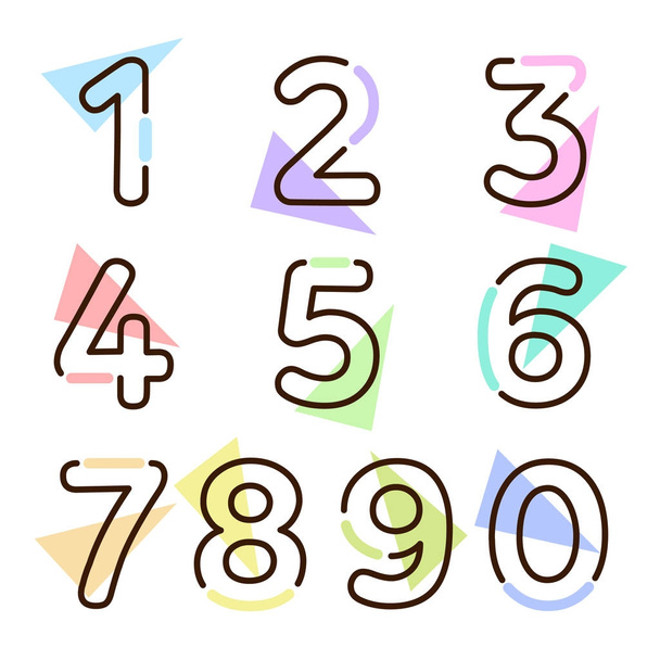 sada formy deset čísel nula až devět, číslo plochý design - Vektor, obrázek