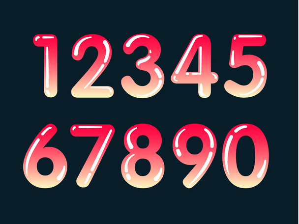 set of ten numbers form zero to nine, number flat design - Vector, Image
