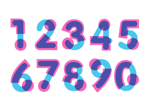 sada formy deset čísel nula až devět, číslo plochý design - Vektor, obrázek