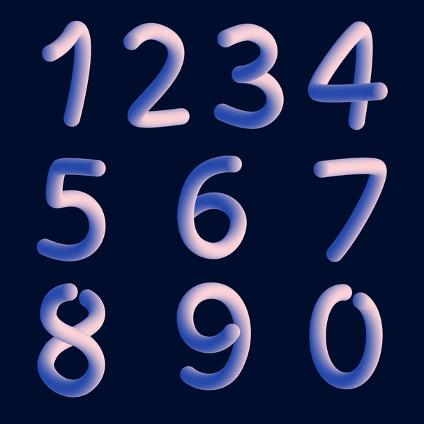 Satz von zehn Zahlen von null bis neun, Anzahl flache Ausführung - Vektor, Bild