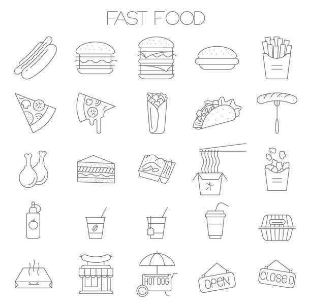Fast food vector icon set - Vector, afbeelding
