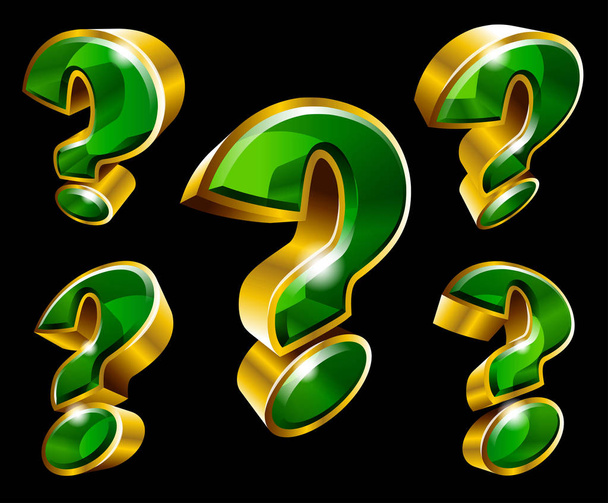 Vector gold question mark symbol isolated on black background - Vector, Image