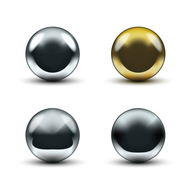 Realistic 3D Chrome Ball Isolated On White Background - Vector, Imagen